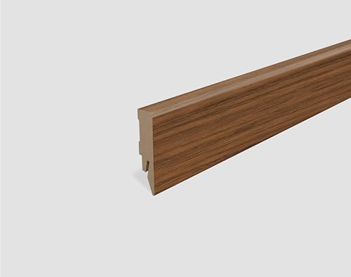 EGGER Sockelleiste Nussbaum dunkelbraun L681 | neues kubisches Profil | passend zu Fußboden Warmia Nussbaum braun von Egger