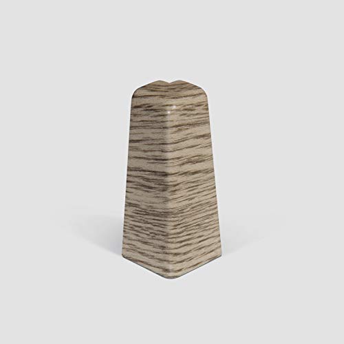 EGGER Außenecke Sockelleiste Eiche graubraun für einfache Montage von 60mm Laminat Fußleisten | Inhalt 2 Stück | Kunststoff robust | Holz Optik grau braun von Egger