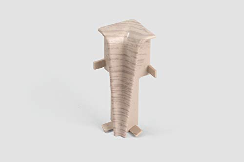 EGGER Innenecke Sockelleiste Eiche weiss für einfache Montage von 60mm Laminat Fußleisten | Inhalt 2 Stück | Kunststoff robust | Holz Optik weiß grau von Egger