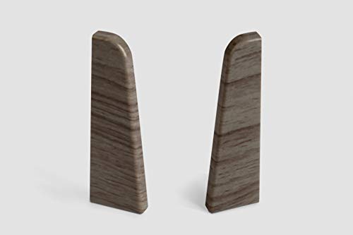 EGGER Endstück Sockelleiste Eiche anthrazit für einfache Montage von 60mm Laminat Fußleisten | Inhalt 2 Stück | Kunststoff robust | Holz Optik grau von Egger