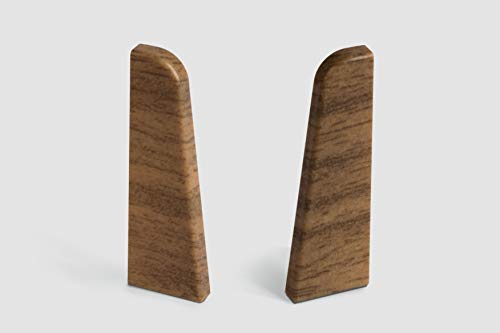 EGGER Endstück Sockelleiste Nußbaum braun für einfache Montage von 60mm Laminat Fußleisten | Inhalt 2 Stück | Kunststoff robust | Holz Optik dunkel braun von Egger