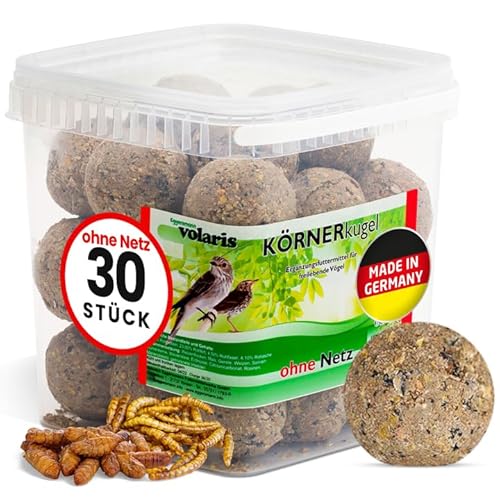 Eggersmann volaris Meisenknödel ohne Netz mit Insekten 30 Stück [Protein] 2,7 kg | Körnerkugel für Wildvögel | Nährstoffreiches Ganzahresfutter für alle Vogelarten | Vogelfutter Wildvögel ganzjährig von Eggersmann volaris