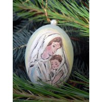 Handbemalte Christbaumkugel, Madonna Mit Kind von EggshellART