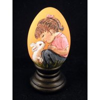Handbemaltes Osterei, Kind Und Häschen Handbemaltes Osterei, Kind Und Häschen von EggshellART