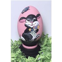 Osterei, Handbemalter Hase Mit Blumen von EggshellART