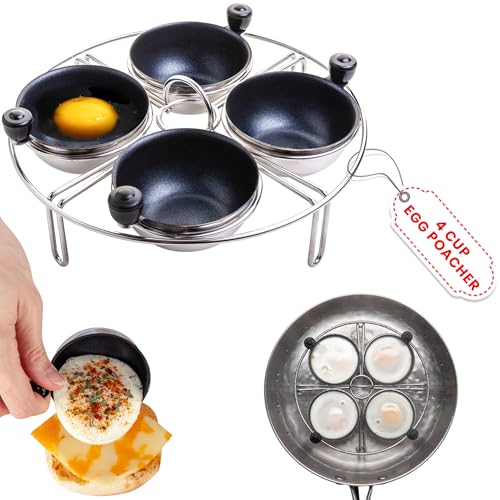 Eggssentials Eierpochierer-Einsatz, Edelstahl, pochiert, Eierkocher, Eierkocher, PFOA-frei, Eierkocher, antihaftbeschichtet, 18,4 cm Rack, kompatibel mit Sklet Instant Pot von Eggssentials