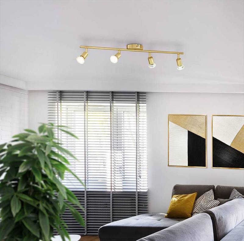home24 Deckenleuchte Buzz-LED 69 x 7cm Gold/Gold 4 Material: Metall Metallart: Stahl Oberfläche Metall: Gebürstet LED GU10 von home24