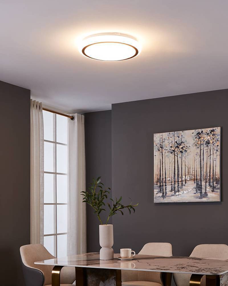 home24 Deckenleuchte Capasso Typ A Ø 34cm Weiß Kunststoffart: Polycarbonat Material: Metall, Kunststoff Metallart: Stahl Oberfläche Metall: Lackiert von home24