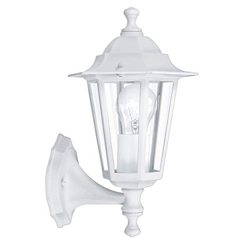 EGLO Außen-Wandlampe Laterna 5, 1 flammige Außenleuchte, Wandleuchte aus Aluguss und Glas, Farbe: Weiß, Fassung: E27, IP44 von EGLO