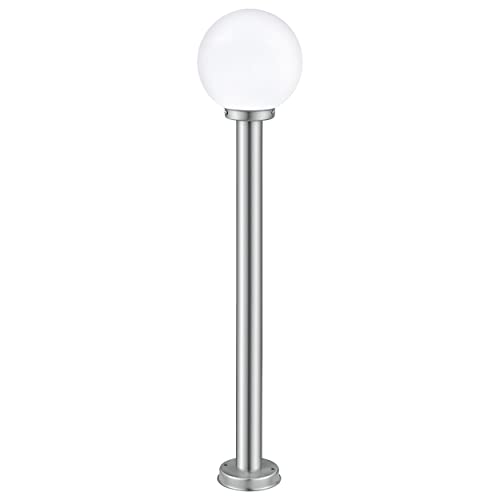 EGLO Außen-Stehlampe Nisia, 1 flammige Außenleuchte, Stehleuchte aus Edelstahl in Silber und Glas Kugel in Weiß, E27 Fassung, IP44 EGLO Außen-Stehlampe Nisia, 1 flammige Außenleuchte, Stehleuchte aus Edelstahl in Silber und Glas Kugel in Weiß, E27 Fassung, IP44 von EGLO