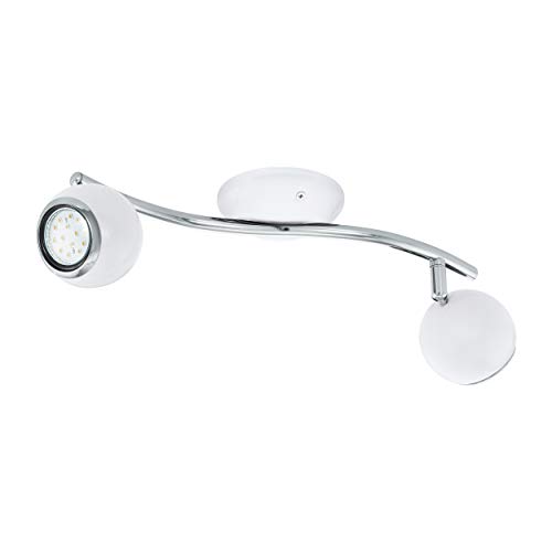 EGLO LED Deckenlampe Bimeda, 2 flammige Deckenleuchte, Deckenstrahler aus Metall in Weiß und Chrom, Wohnzimmerlampe, Spots inkl. GU10 Leuchtmittel, warmweiß von EGLO