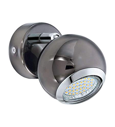 EGLO LED Wandlampe Bimeda, Wandleuchte, Wandstrahler aus Metall in Nickel-Nero und Chrom, Wohnzimmerlampe, Spot inkl. GU10 Leuchtmittel, warmweiß von EGLO