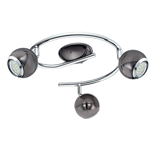 EGLO LED Deckenlampe Bimeda, 3 flammige Deckenleuchte, Deckenstrahler aus Metall in Nickel-Nero und Chrom, Wohnzimmerlampe, Spots inkl. GU10 Leuchtmittel, warmweiß von EGLO