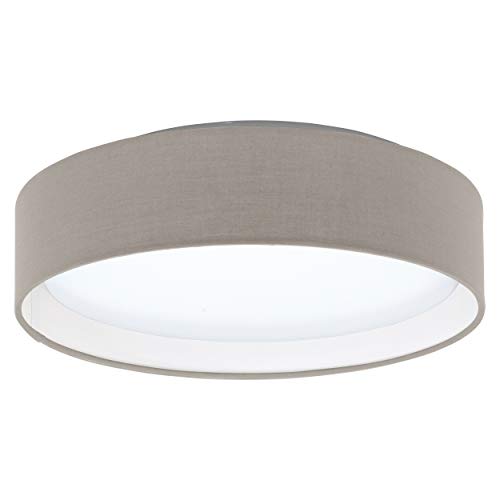 EGLO LED Deckenlampe Pasteri, Textil Deckenleuchte Schlafzimmer, Lampe Decke Wohnzimmer, Wohnzimmerlampe aus Stoff und Kunststoff in Taupe und Weiß, Ø 32 cm EGLO LED Deckenlampe Pasteri, Textil Deckenleuchte Schlafzimmer, Lampe Decke Wohnzimmer, Wohnzimmerlampe aus Stoff und Kunststoff in Taupe und Weiß, Ø 32 cm von EGLO