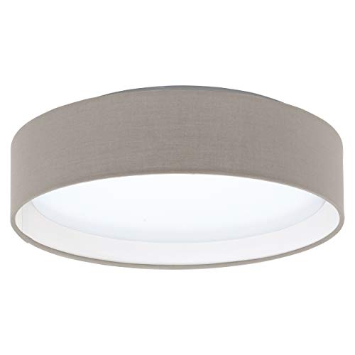 EGLO LED Deckenlampe Pasteri, 1 flammige Textil Deckenleuchte, Material: Stahl, Stoff, Kunststoff, Farbe: Taupe, weiß, Ø: 32 cm von EGLO