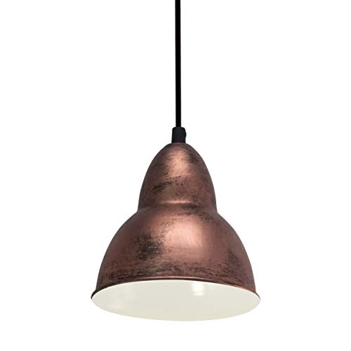 EGLO Pendellampe Truro, 1 flammige Vintage Pendelleuchte im Industrial Design, Retro Hängelampe aus Stahl, Farbe: Kupferfarben-antik, Fassung: E27 von EGLO