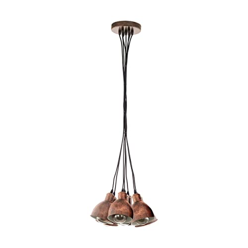 EGLO Pendellampe Priddy 1, 7 flammige Vintage Pendelleuchte im Industrial Design, Retro Hängelampe aus Stahl, Farbe: Kupfer antik, Fassung: E27 EGLO Pendellampe Priddy 1, 7 flammige Vintage Pendelleuchte im Industrial Design, Retro Hängelampe aus Stahl, Farbe: Kupfer antik, Fassung: E27 von EGLO
