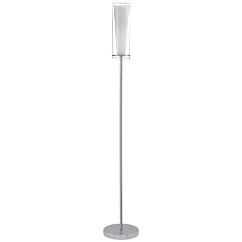EGLO Stehlampe Pinto, 1 flammige Standleuchte, Standlampe aus Stahl, Farbe: Chrom, Glas: klar, opal matt, weiß, Fassung: E27, inkl. Trittschalter von EGLO