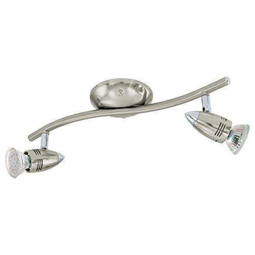 EGLO LED Deckenlampe Magnum LED, 2 flammige Deckenleuchte, Deckenstrahler aus Metall, Wohnzimmerlampe in Nickel-Matt, Chrom, Spots inkl. GU10 Leuchtmittel, warmweiß EGLO LED Deckenlampe Magnum LED, 2 flammige Deckenleuchte, Deckenstrahler aus Metall, Wohnzimmerlampe in Nickel-Matt, Chrom, Spots inkl. GU10 Leuchtmittel, warmweiß von EGLO
