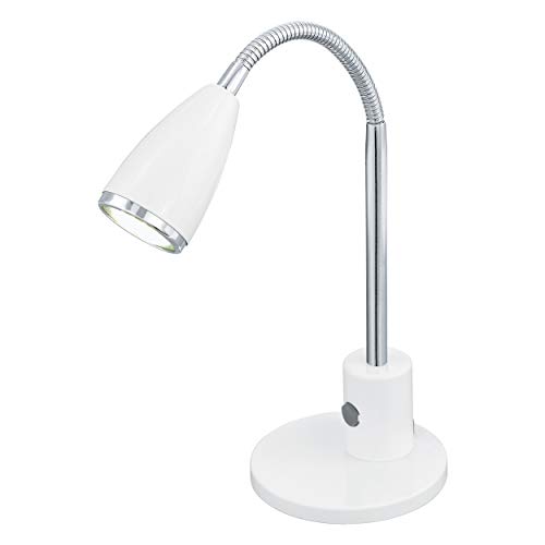 EGLO Tischlampe Fox, 1 flammige Tischleuchte, Klassisch, Schreibtischlampe aus Stahl, Bürolampe in Weiß, Chrom, GU10 Fassung EGLO Tischlampe Fox, 1 flammige Tischleuchte, Klassisch, Schreibtischlampe aus Stahl, Bürolampe in Weiß, Chrom, GU10 Fassung von EGLO