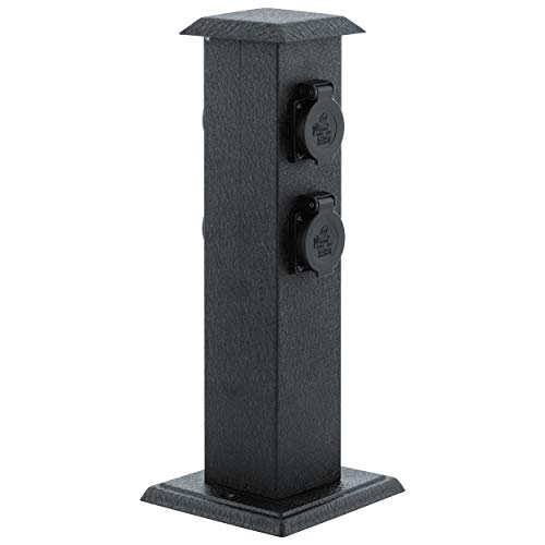 EGLO Outdoor Zubehör Steckdosensäule, Gartensteckdose, 4 Steckdosen, Material: Stahl und Kunststoff, Farbe: Schwarz, IP44 von EGLO