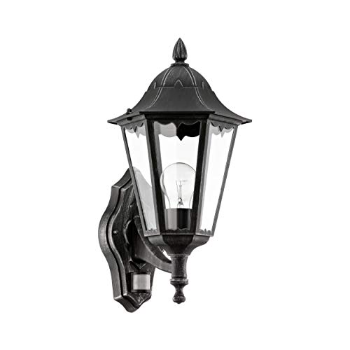 EGLO Außen-Wandlampe Navedo, 1 flammige Außenleuchte inkl. Bewegungsmelder, Sensor-Wandleuchte aus Aluguss und Glas, Schwarz, silber-patina, E27 Fassung, IP44 EGLO Außen-Wandlampe Navedo, 1 flammige Außenleuchte inkl. Bewegungsmelder, Sensor-Wandleuchte aus Aluguss und Glas, Schwarz, silber-patina, E27 Fassung, IP44 von EGLO