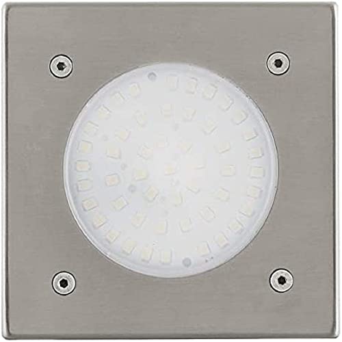 EGLO LED Bodeneinbauleuchte Lamedo, 1 flammige Einbauleuchte, Wegelampe aus Edelstahl, Farbe: Silber, Glas: Weiß, satiniert, eckig, IP67 von EGLO