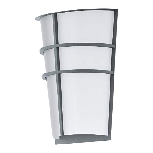 EGLO LED Außen-Wandlampe Breganzo, 2 flammige Außenleuchte, Wandleuchte aus Stahl und Kunststoff, Farbe: Silber, weiß, IP44 von EGLO