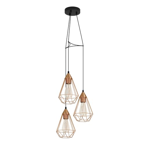EGLO Pendelleuchte Tarbes, 3-flammige Vintage Hängelampe im Retro Look, Esszimmerlampe aus Metall in Kupfer und Schwarz, E27 Fassung, Ø 31 cm EGLO Pendelleuchte Tarbes, 3-flammige Vintage Hängelampe im Retro Look, Esszimmerlampe aus Metall in Kupfer und Schwarz, E27 Fassung, Ø 31 cm von EGLO