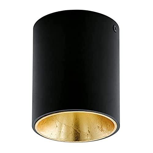 EGLO LED Deckenleuchte Polasso, Deckenlampe aus Metall in Schwarz und Gold, Wohnzimmerlampe warmweiß, Ø 10 cm von EGLO
