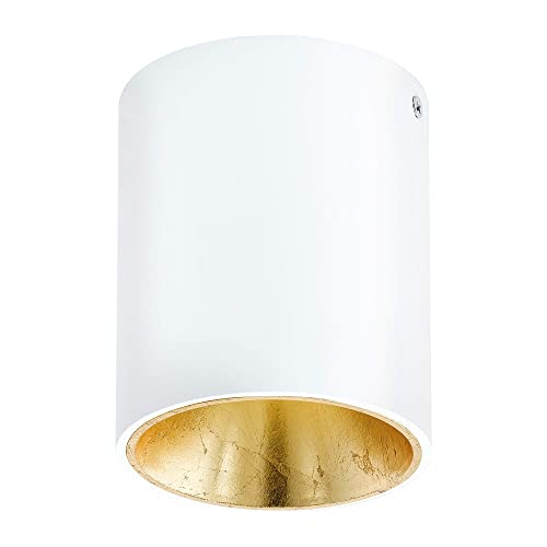 EGLO LED Deckenleuchte Polasso, Deckenlampe aus Metall in Weiß und Gold, Wohnzimmerlampe warmweiß, Ø 10 cm von EGLO