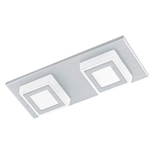 EGLO LED Deckenleuchte Masiano, 2 flammige Deckenlampe, Wohnzimmerlampe aus Aluminium und Kunststoff, Flurlampe, warmweiß von EGLO