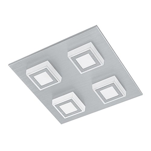 EGLO LED Deckenleuchte Masiano, 4 flammige Deckenlampe, Wohnzimmerlampe aus Aluminium und Kunststoff, Flurlampe, warmweiß von EGLO