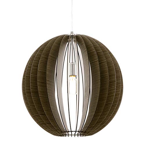 EGLO Pendelleuchte Cossano, 1 flammige Hängelampe Vintage, Hängeleuchte aus Stahl und Holz in Nickel-Matt, Dunkel-Braun, Esstischlampe, Wohnzimmerlampe hängend mit E27 Fassung, Ø 50 cm EGLO Pendelleuchte Cossano, 1 flammige Hängelampe Vintage, Hängeleuchte aus Stahl und Holz in Nickel-Matt, Dunkel-Braun, Esstischlampe, Wohnzimmerlampe hängend mit E27 Fassung, Ø 50 cm von EGLO