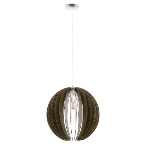 EGLO Pendelleuchte Cossano, 1 flammige Hängelampe Vintage, Hängeleuchte aus Stahl und Holz in Nickel-Matt, Dunkel-Braun, Esstischlampe, Wohnzimmerlampe hängend mit E27 Fassung, Ø 50 cm EGLO Pendelleuchte Cossano, 1 flammige Hängelampe Vintage, Hängeleuchte aus Stahl und Holz in Nickel-Matt, Dunkel-Braun, Esstischlampe, Wohnzimmerlampe hängend mit E27 Fassung, Ø 50 cm von EGLO