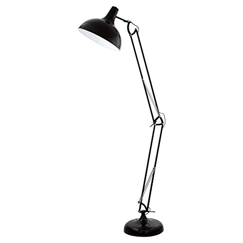 EGLO Stehlampe Borgillio, 1 flammige Vintage Standleuchte im Industrial Design, Stehleuchte aus Stahl, Farbe: Schwarz, Fassung: E27, inkl. Trittschalter von EGLO