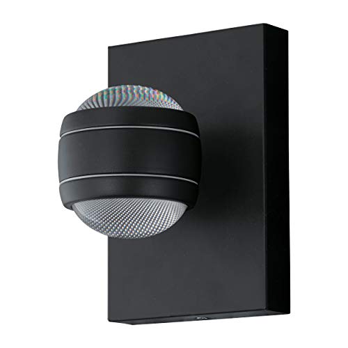 EGLO LED Außen-Wandlampe Sesimba, 2 flammige Außenleuchte, Wandleuchte aus Stahl und Kunststoff, Farbe: Schwarz, IP44 von EGLO