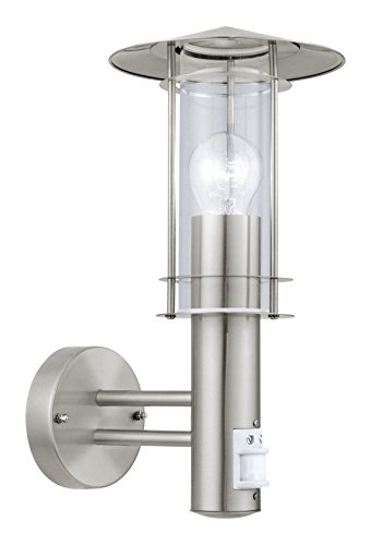 EGLO Außen-Wegelampe Lisio, 1 flammige Außenleuchte, Wegeleuchte aus Edelstahl in Silber und Glas in Transparent, E27 Fassung, IP44 von EGLO