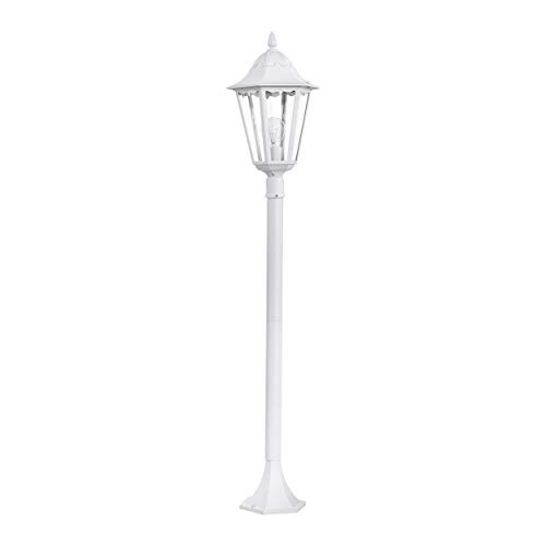 EGLO Außen-Stehlampe Navedo, 1 flammige Außenleuchte, Stehleuchte aus Aluguss und Glas, Farbe: Weiß, Fassung: E27, H: 120 cm, IP44 von EGLO