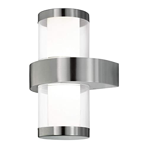 EGLO LED Außen-Wandlampe Beverly 1, 2 flammige Außenleuchte, Wandleuchte aus Edelstahl in Silber und Kunststoff in Weiß, IP44 EGLO LED Außen-Wandlampe Beverly 1, 2 flammige Außenleuchte, Wandleuchte aus Edelstahl in Silber und Kunststoff in Weiß, IP44 von EGLO