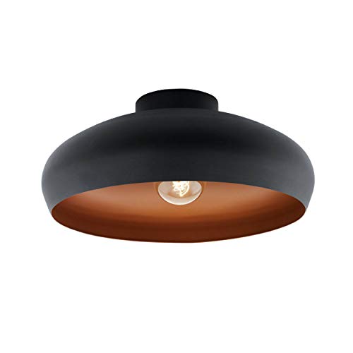 EGLO Deckenlampe Mogano, 1 flammige Deckenleuchte Industrial, Vintage, aus Stahl, Wohnzimmerlampe in Schwarz, Kupfer, Küchenlampe, Flurlampe Decke mit E27 Fassung EGLO Deckenlampe Mogano, 1 flammige Deckenleuchte Industrial, Vintage, aus Stahl, Wohnzimmerlampe in Schwarz, Kupfer, Küchenlampe, Flurlampe Decke mit E27 Fassung von EGLO