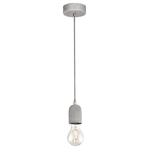 EGLO Pendelleuchte Silvares, 1 flammige Schnurpendel Hängelampe Vintage, Industrial, Hängeleuchte aus Stahl und Beton in Grau, Esstischlampe, Wohnzimmerlampe hängend mit E27 Fassung von EGLO