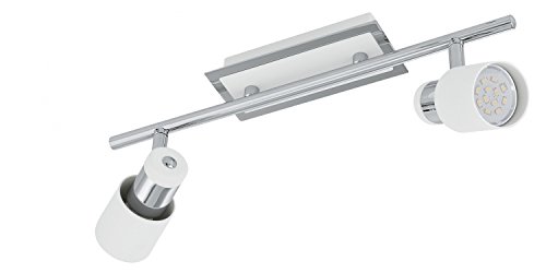 EGLO LED Deckenlampe Davida, 2 flammige Deckenleuchte, Deckenspot aus Metall in Chrom, Weiß, Wohnzimmerlampe, Spots inkl. GU10 Leuchtmittel, warmweiß von EGLO