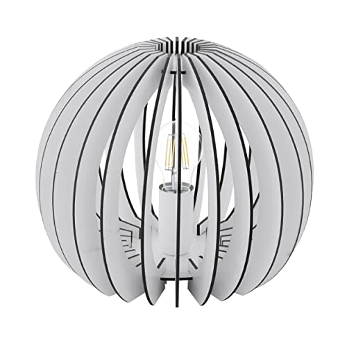 EGLO Tischlampe Cossano, 1 flammige Tischleuchte Vintage, Nachttischlampe, Wohnzimmerlampe in Weiß, Stahl und Holz in Weiß, Lampe mit Schalter, E27 Fassung EGLO Tischlampe Cossano, 1 flammige Tischleuchte Vintage, Nachttischlampe, Wohnzimmerlampe in Weiß, Stahl und Holz in Weiß, Lampe mit Schalter, E27 Fassung von EGLO