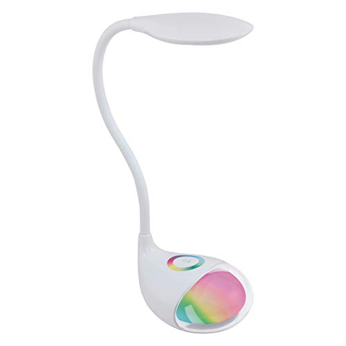 EGLO LED Tischlampe Cabado 1, Tischleuchte mit Touch, neutralweiß, dimmbar, Lampenfuß mit RGB Farbwechsel, Schreibtischlampe Kinder aus Kunststoff in Weiß, LED Nachttischlampe von EGLO