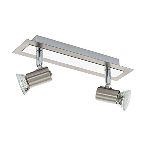 EGLO LED Deckenlampe Rottelo, 2 flammige Deckenleuchte, Deckenstrahler aus Metall, Wohnzimmerlampe in Nickel-Matt, Chrom, Spots inkl. GU10 Leuchtmittel, warmweiß EGLO LED Deckenlampe Rottelo, 2 flammige Deckenleuchte, Deckenstrahler aus Metall, Wohnzimmerlampe in Nickel-Matt, Chrom, Spots inkl. GU10 Leuchtmittel, warmweiß von EGLO