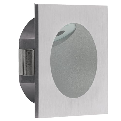 EGLO LED Einbaustrahler Zarate 1, LED Spot aus Aluminiumguss und Kunststoff, LED Einbauleuchte in Silber, Weiß, Einbaustrahler LED flach, L x B 8 cm von EGLO