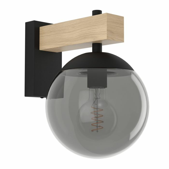 Eglo Außenwandleuchte Bufalata Wandleuchte Wandlampe E27 Schwarz Holz Glas Rauch B-Ware von Eglo