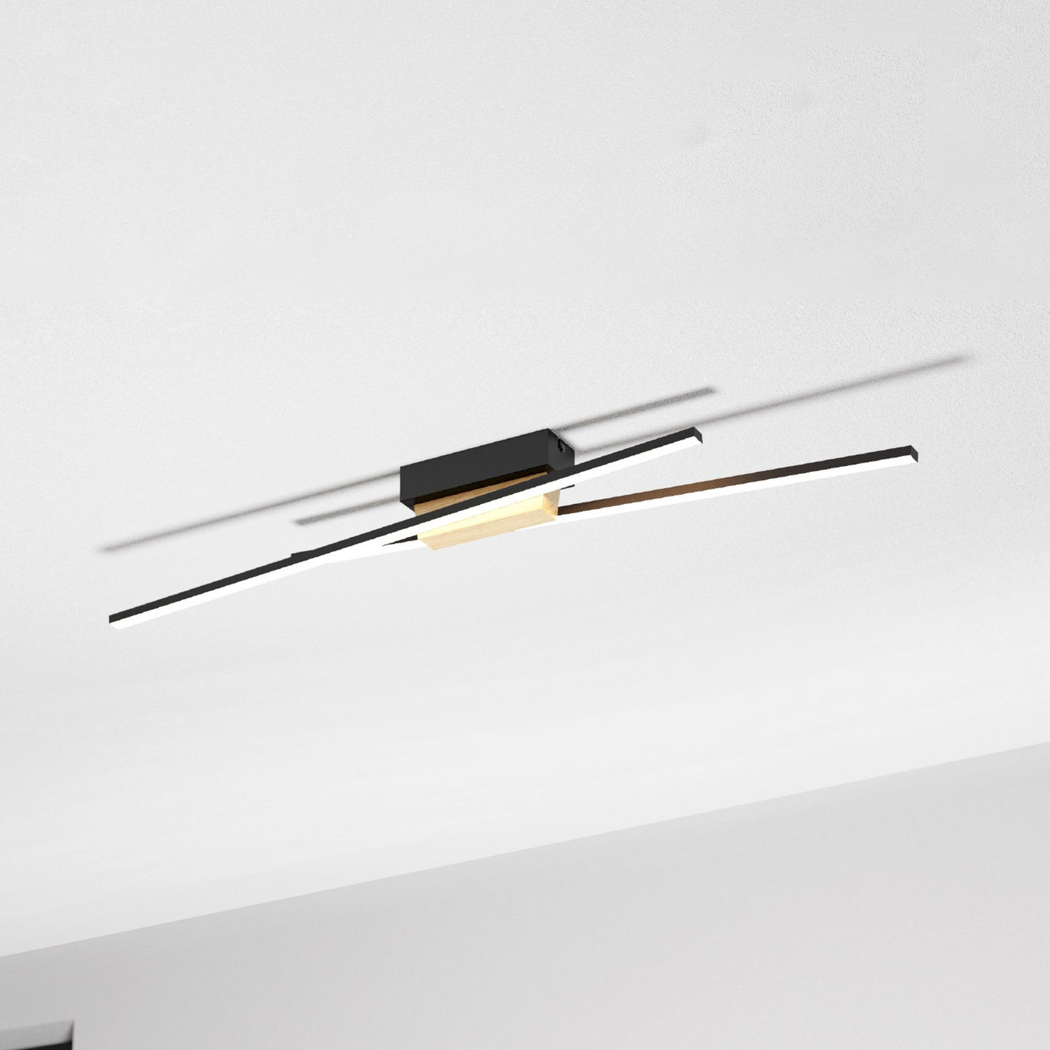 Eglo Led Deckenleuchte Panagria Deckenlampe Deckenlicht Schwarz Mit Holzdetail B-Ware von Eglo