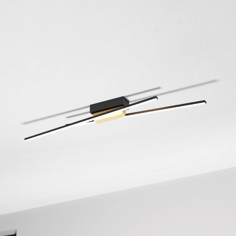 Eglo Led Deckenleuchte Panagria Deckenlampe Deckenlicht Schwarz Mit Holzdetail B-Ware von Eglo